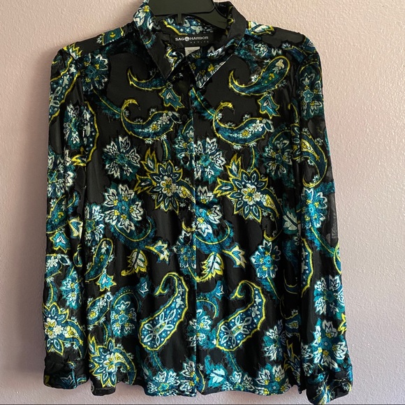 Sag Harbor 70s floral top - Picture 1 of 9